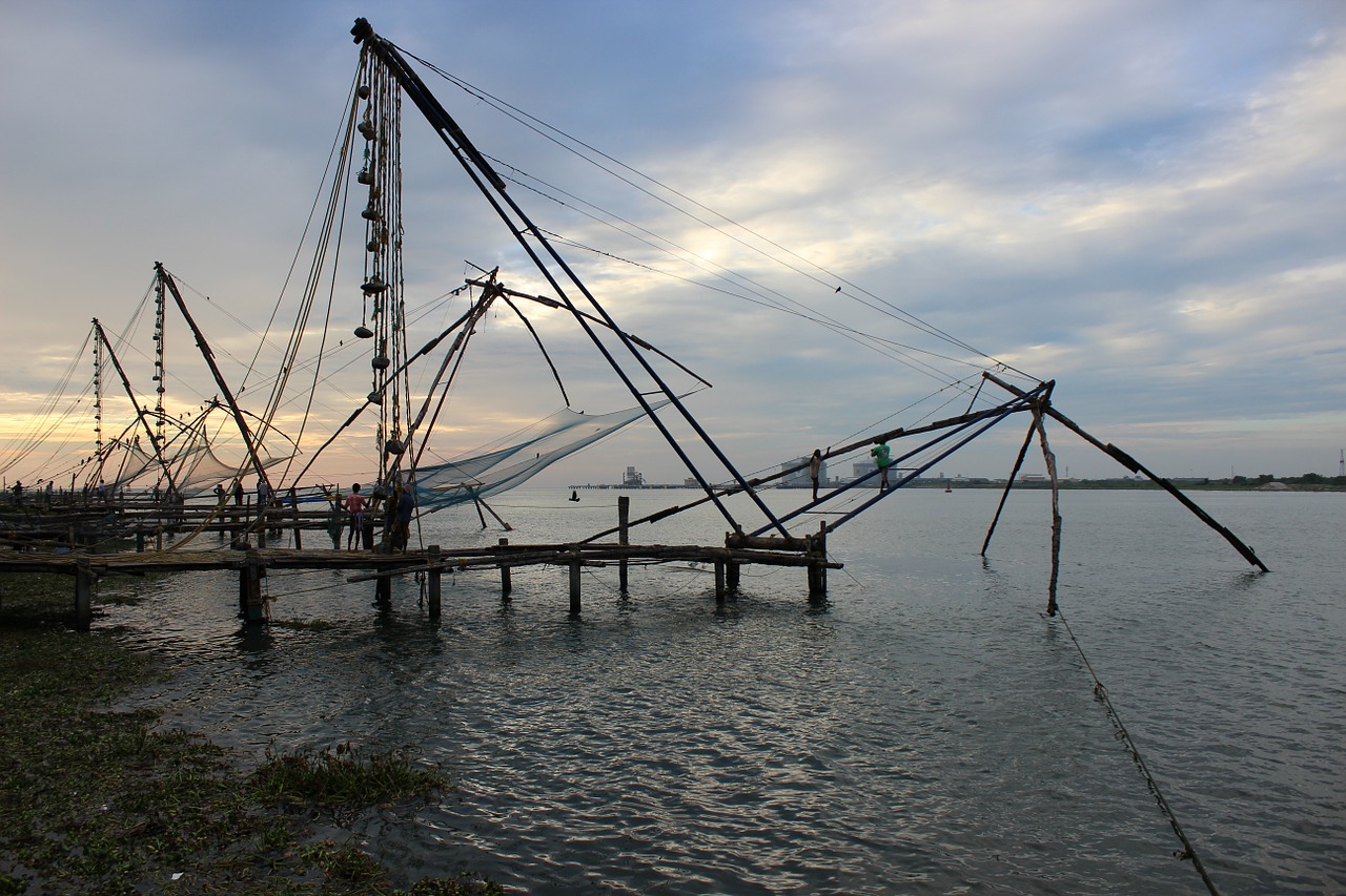 Kerala, Žvejyba, Fishnet, Vakaras, Kočinas, Kočis, Jūra, Nemokamos Nuotraukos,  Nemokama Licenzija