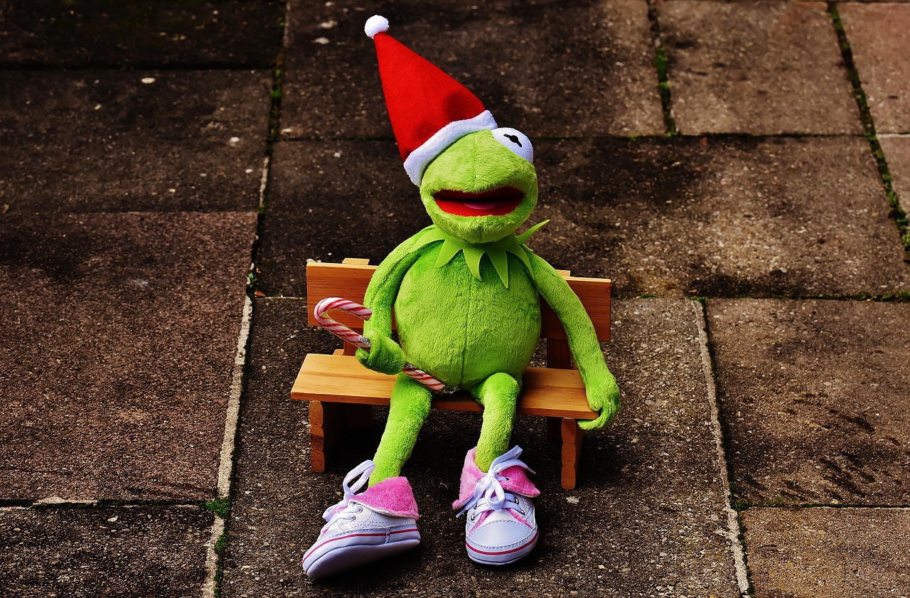 Kermit, Varlė, Kalėdos, Santa Skrybėlė, Mielas, Juokinga, Kalėdų Laikas, Atvirukas, Figūra, Žaislai