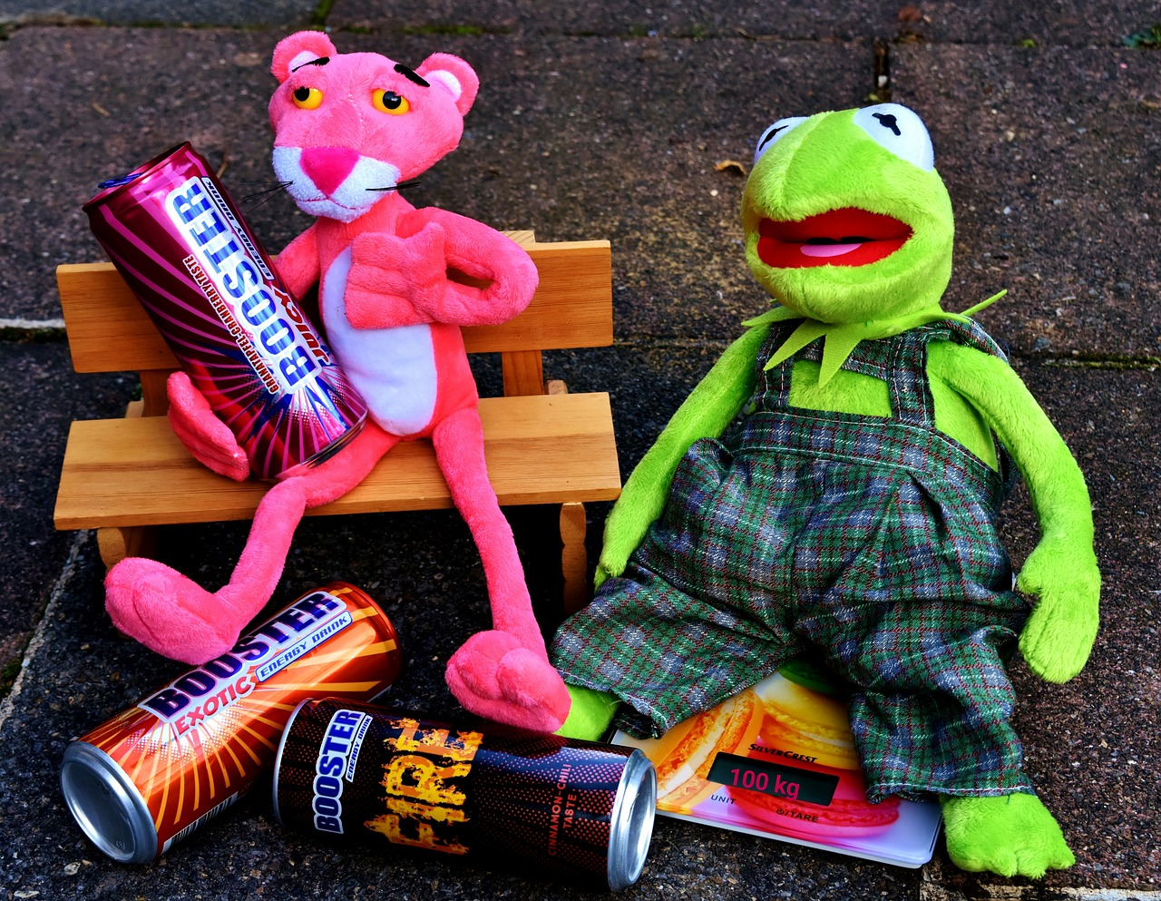 Kermit, Rožinė Pantera, Energetiniai Gėrimai, Pliušiniai Žaislai, Minkšti Žaislai, Nemokamos Nuotraukos,  Nemokama Licenzija