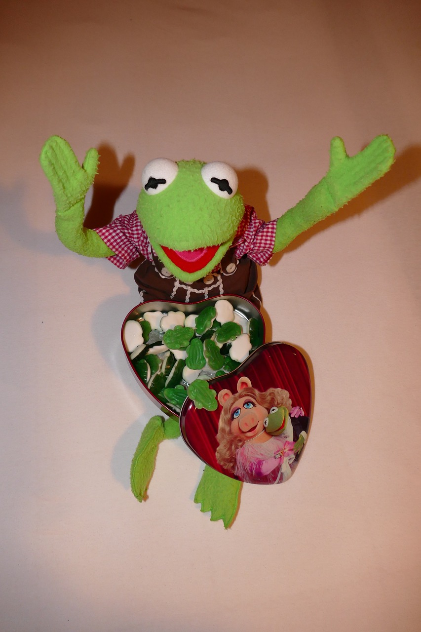 Kermit, Varlė, Žiūrėk Į Priekį, Gummibärchen, Guminės Varlės, Dėžė, Širdis, Širdies Formos, Praleisti Pigu, Draugai