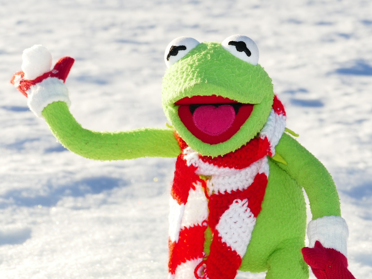 Kermit, Varlė, Sniego Rutulys, Mesti, Sniegas, Žiema, Šaltas, Linksma, Figūra, Nemokamos Nuotraukos