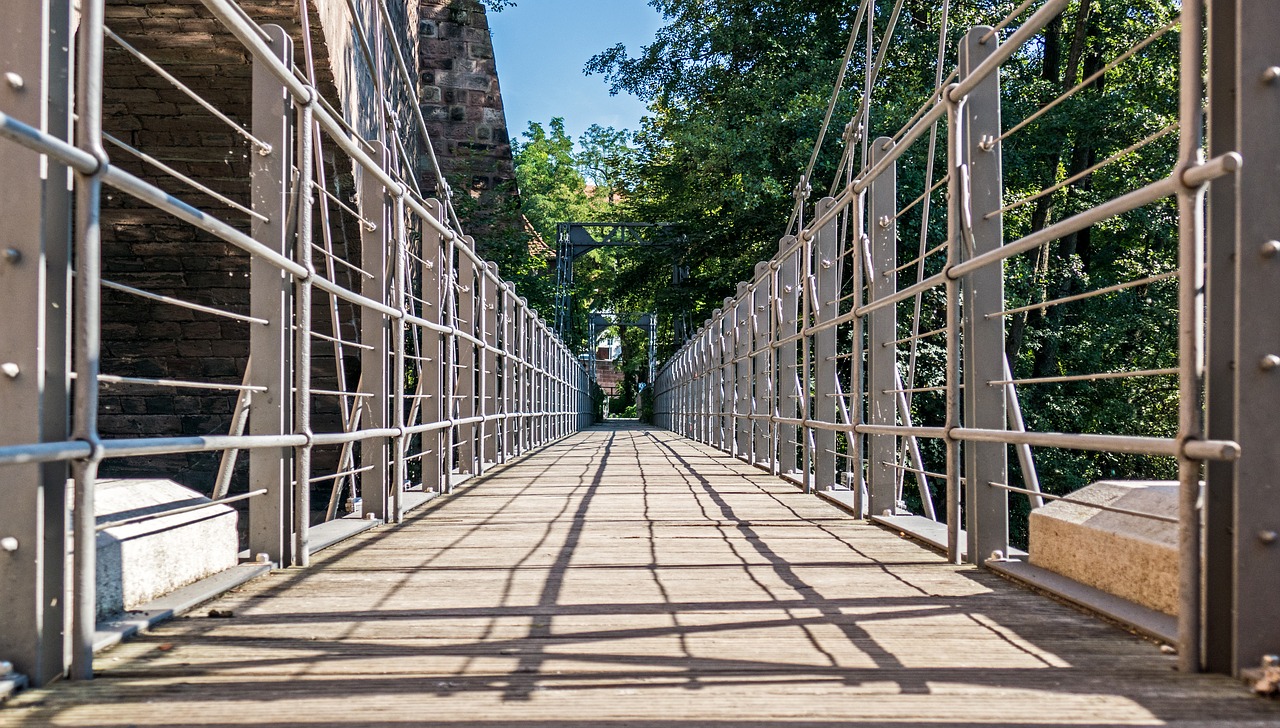 Kettensteg, Tiltas, Upė, Niurnbergas, Senamiestis, Pegnitz, Vandenys, Vanduo, Bavarija, Vokietija