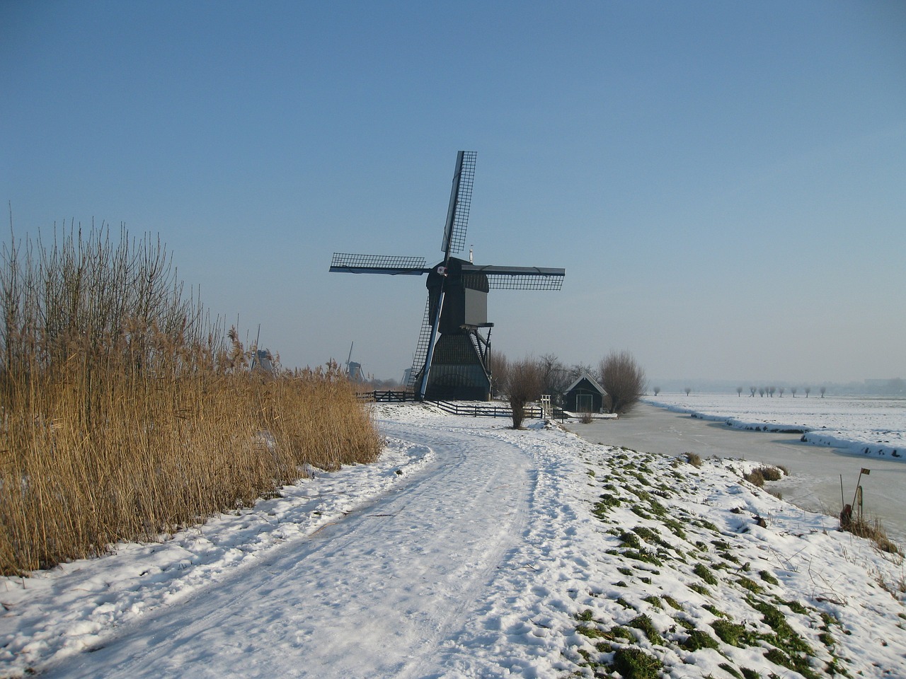 Kinderdijk, Holland, Molina, Žiemos Peizažas, Nemokamos Nuotraukos,  Nemokama Licenzija