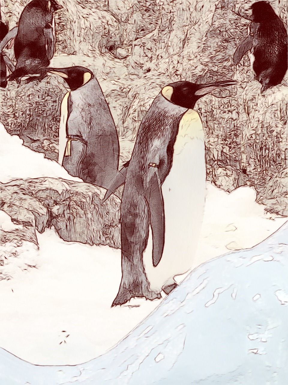 Karališkieji Pingvinai, Pingvinas, Piešimas, Gyvūnas, Paukštis, Nemokamos Nuotraukos,  Nemokama Licenzija