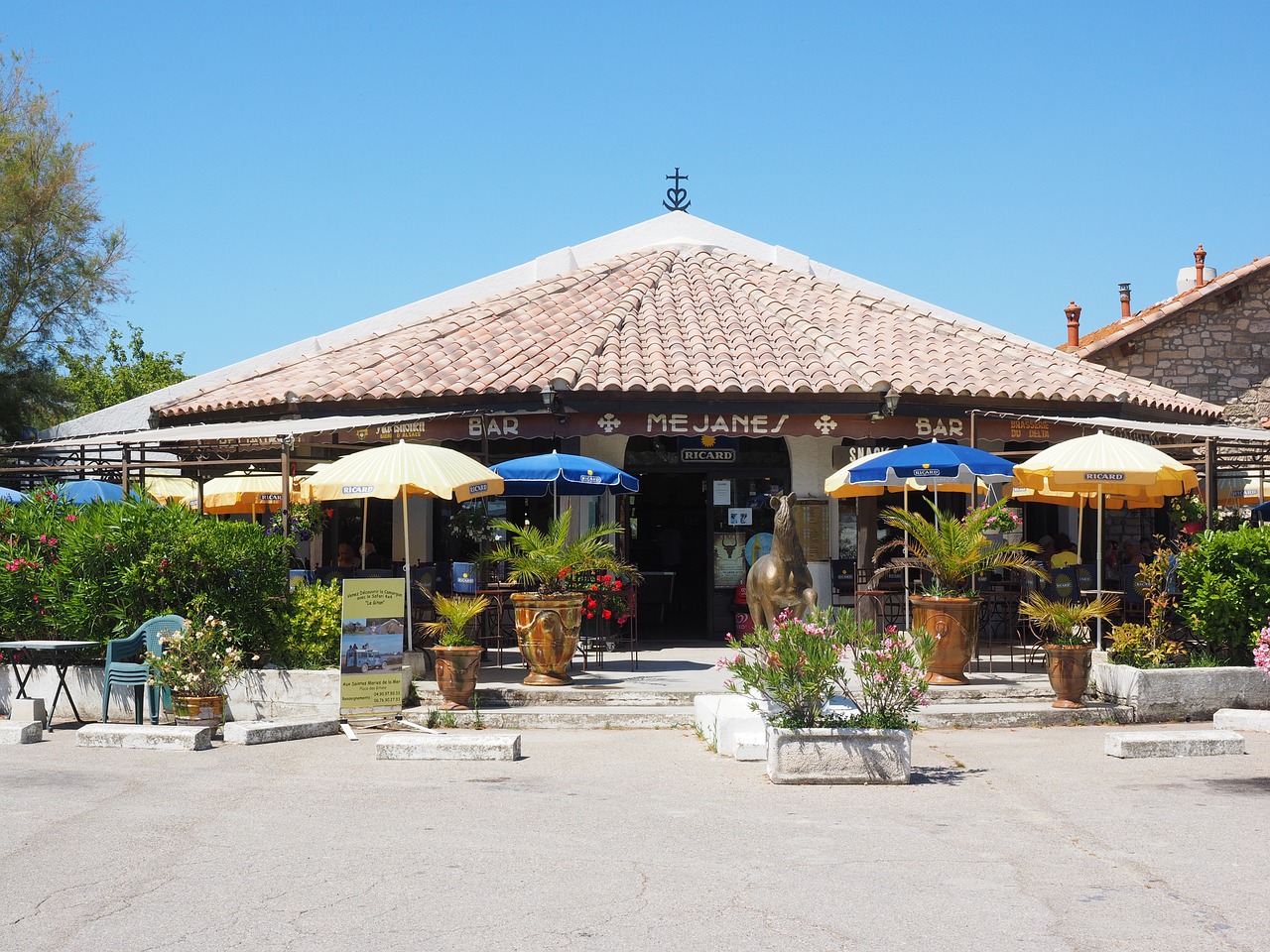 Kioskas, Restoranas, Muzika, Valdymas, Valgyti, Gerti, Camargue, Reiterhof, Méjanes En Camargue, France