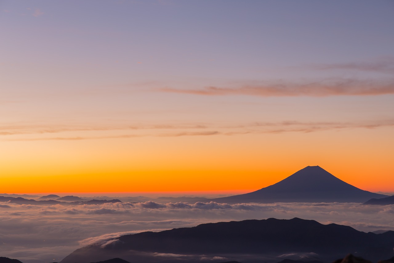 Kitadake, Japonija, Mt Fuji, Ryto Švytėjimas, Saulėtekis, Stebuklinga Valanda, Alpinizmas, Žygiai, Debesų Jūra, Naktinis Vaizdas