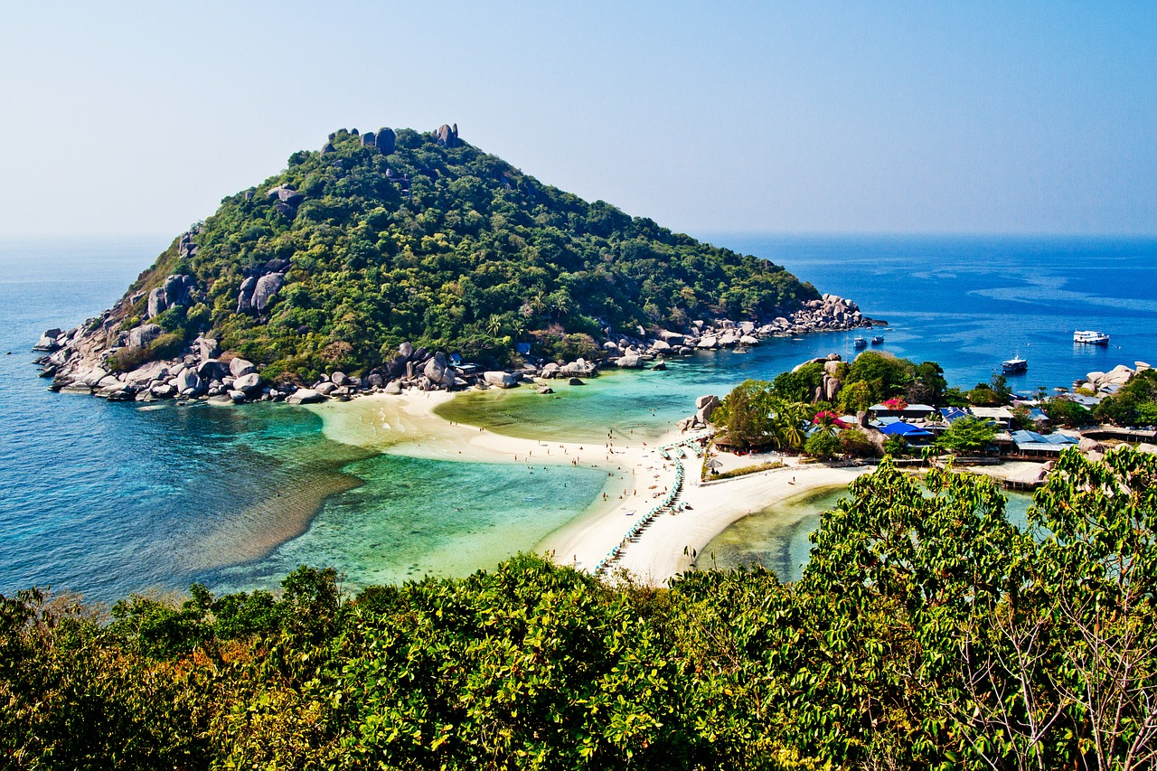 Koh Tao, Tailandas, Koh Nang Yuan, Nangyuan, Papludimys, Sala, Gamta, Jūra, Mėlynas, Smėlis