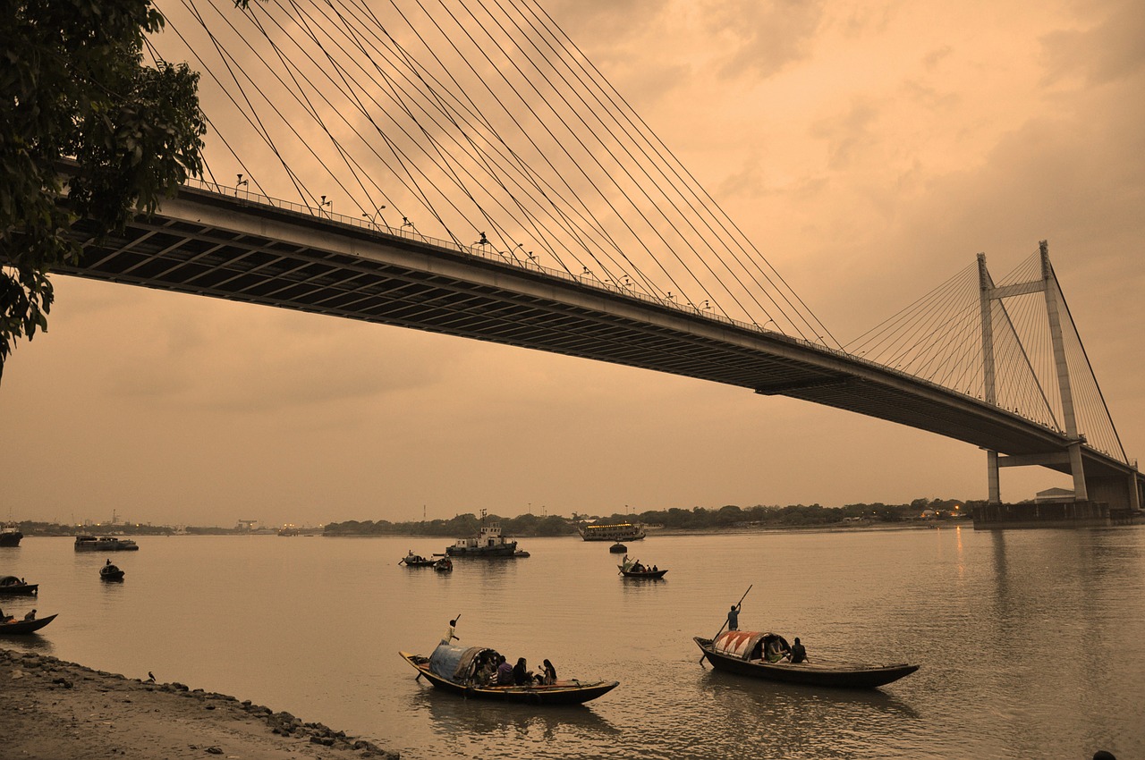Kolkata, Kabantis Tiltas, Tiltas, Žvejybos Laivai, Indija, Nemokamos Nuotraukos,  Nemokama Licenzija