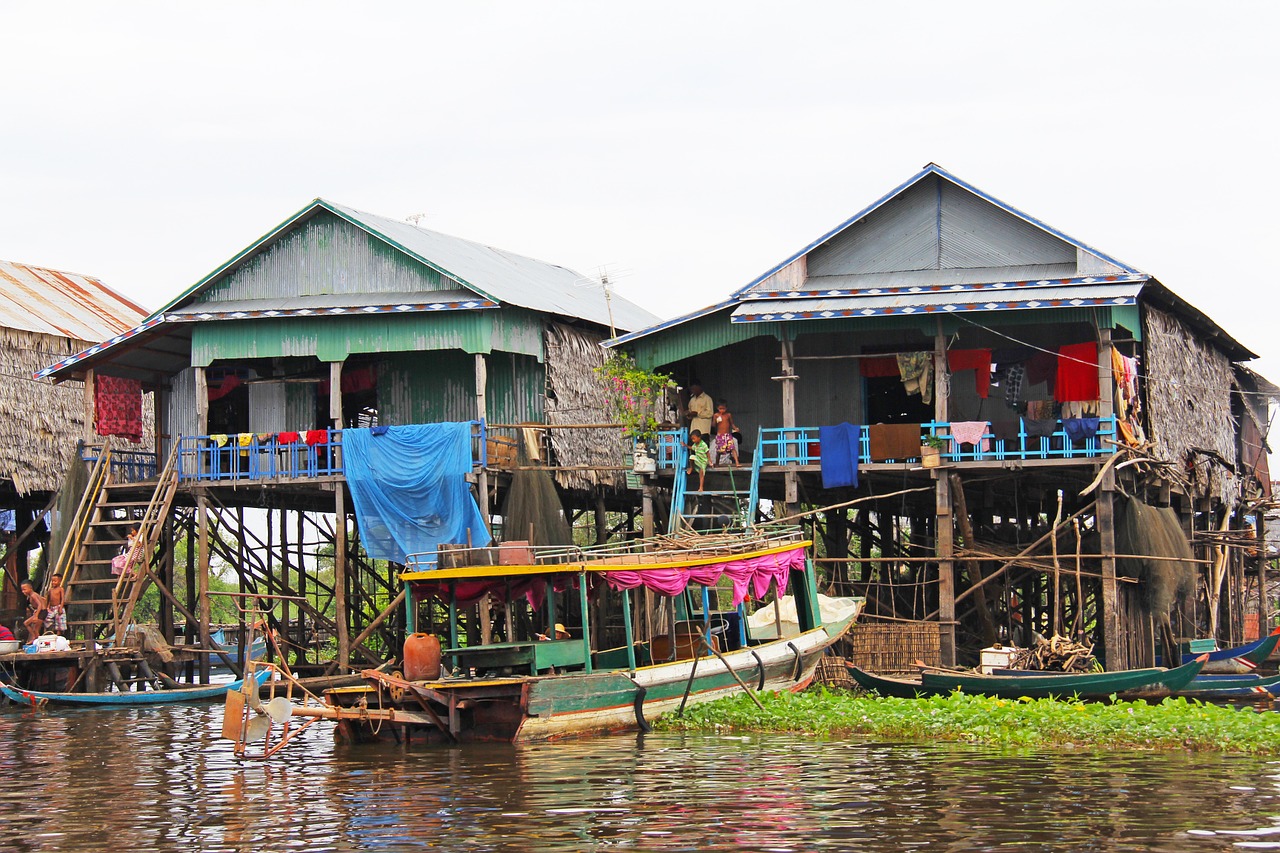 Kompong Phluk Kompong, Kelionė, Kaimas, Plaukiojantieji, Siem Grižti, Kambodža, Tonlės Sidro Ežeras, Ežeras, Vanduo, Valtis