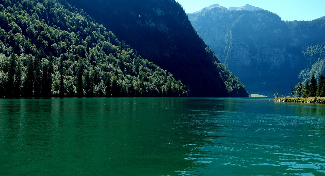 Königssee, Bavarija, Nacionalinis Parkas, Berchtesgaden, Vokietija, Turkis, Ežeras, Kalnai, Vaizdas, Panorama