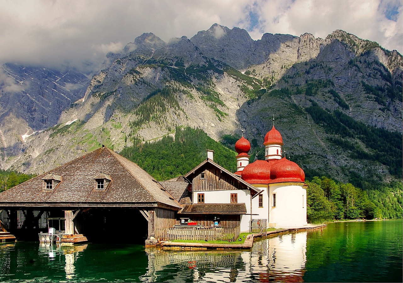 Königssee, Bavarija, Alpių, Berchtesgaden, Ežeras, Kalnai, Gamta, Vanduo, Šventė, Kraštovaizdis