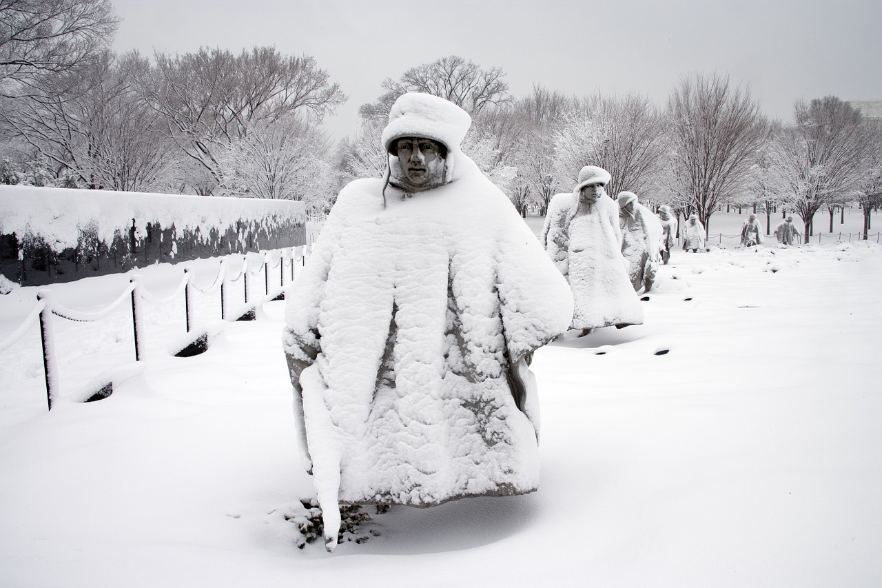 Korėjos Karo Memorialas, Statulos, Sniegas, Piktogramos, Vašingtonas, Usa, Paminklas, Kareiviai, Istorija, Orientyras