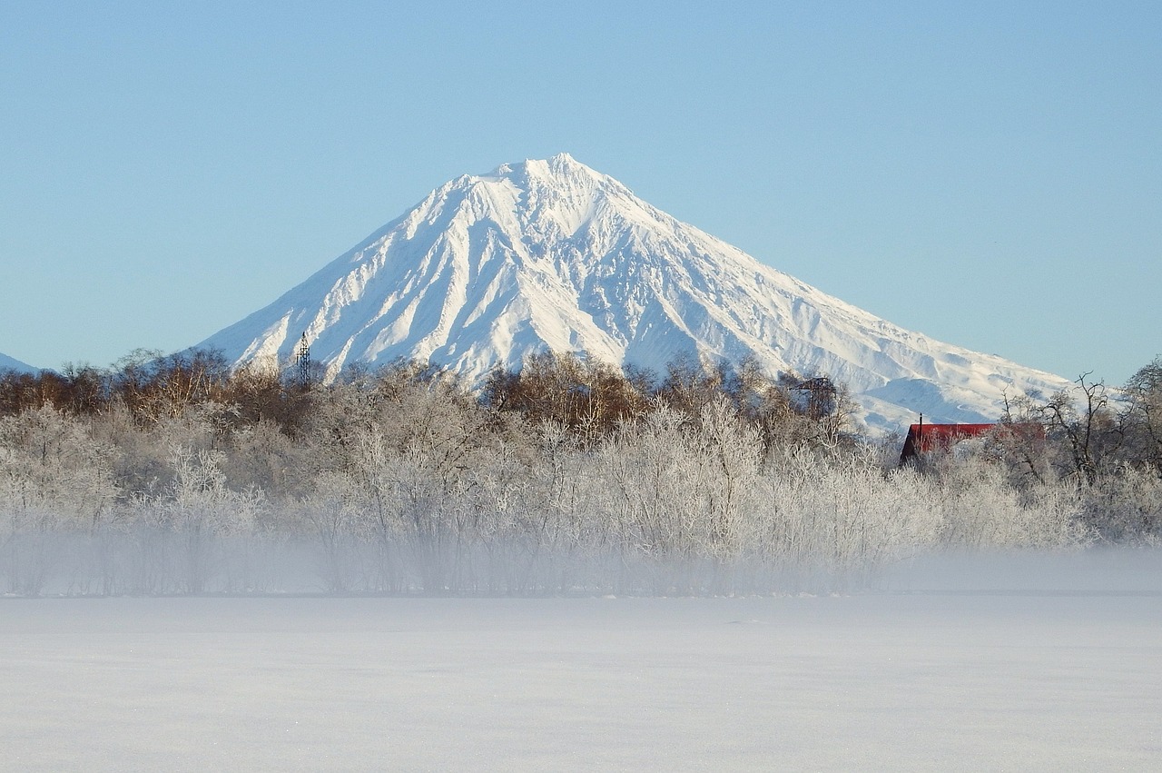 Koryakskio Vulkanas, Kamchatka, Žiema, Šaltis, Leann, Migla, Sniegas, Kraštovaizdis, Gamta, Snieginiai Kalnai