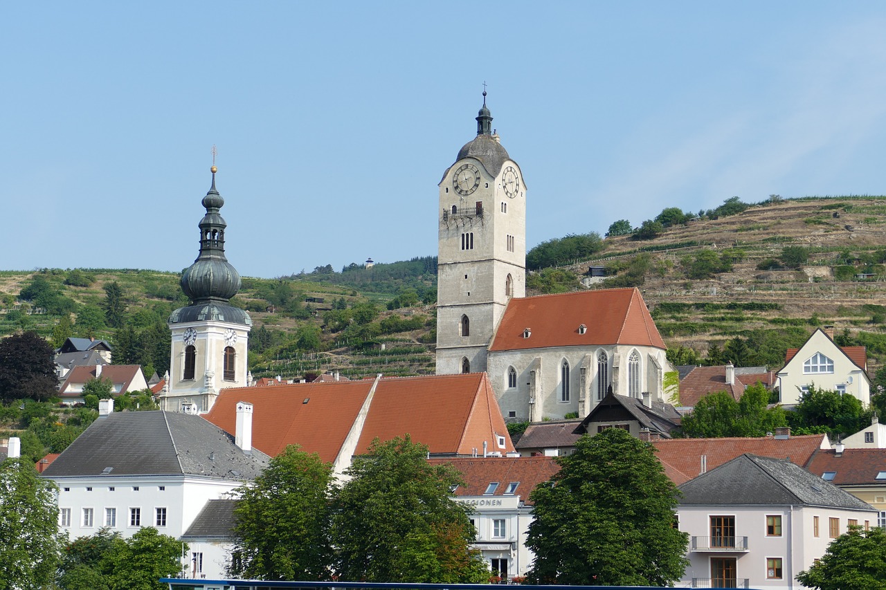 Krems, Austria, Wachau, Danube, Upė, Upės Kruizas, Kruizas, Laivas, Bažnyčia, Bokštas