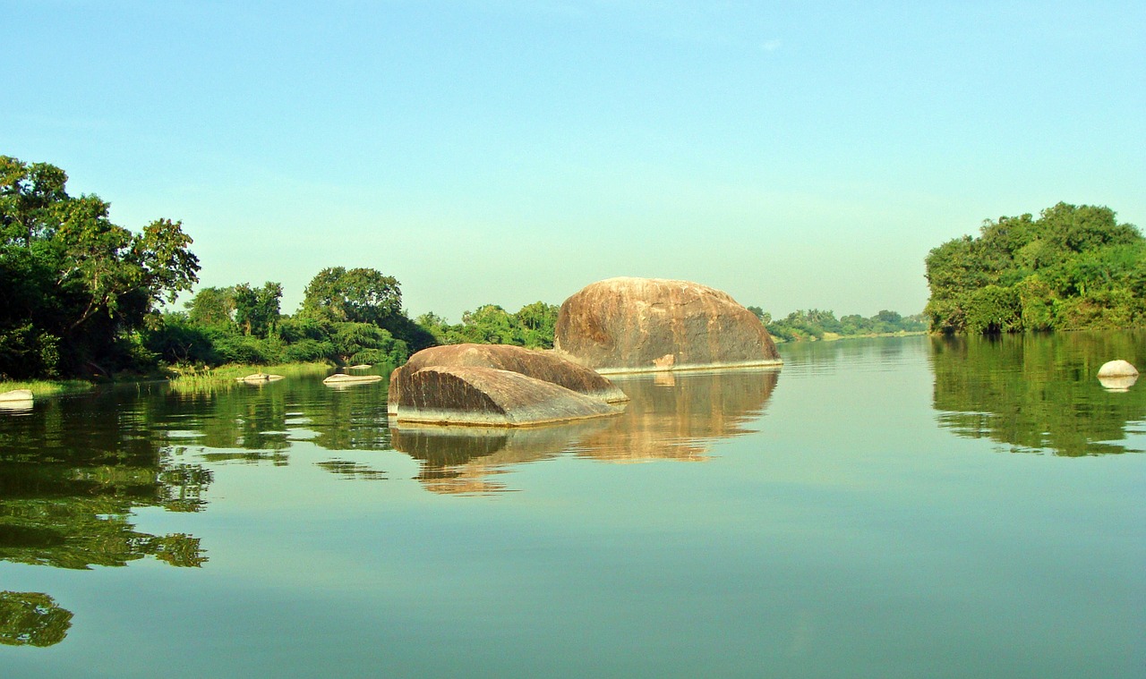 Krishna Upė, Raichur, Karnataka, Uolingas Palikimas, Griuvėsiai, Riedulys, Indija, Granitas, Gamta, Vanduo