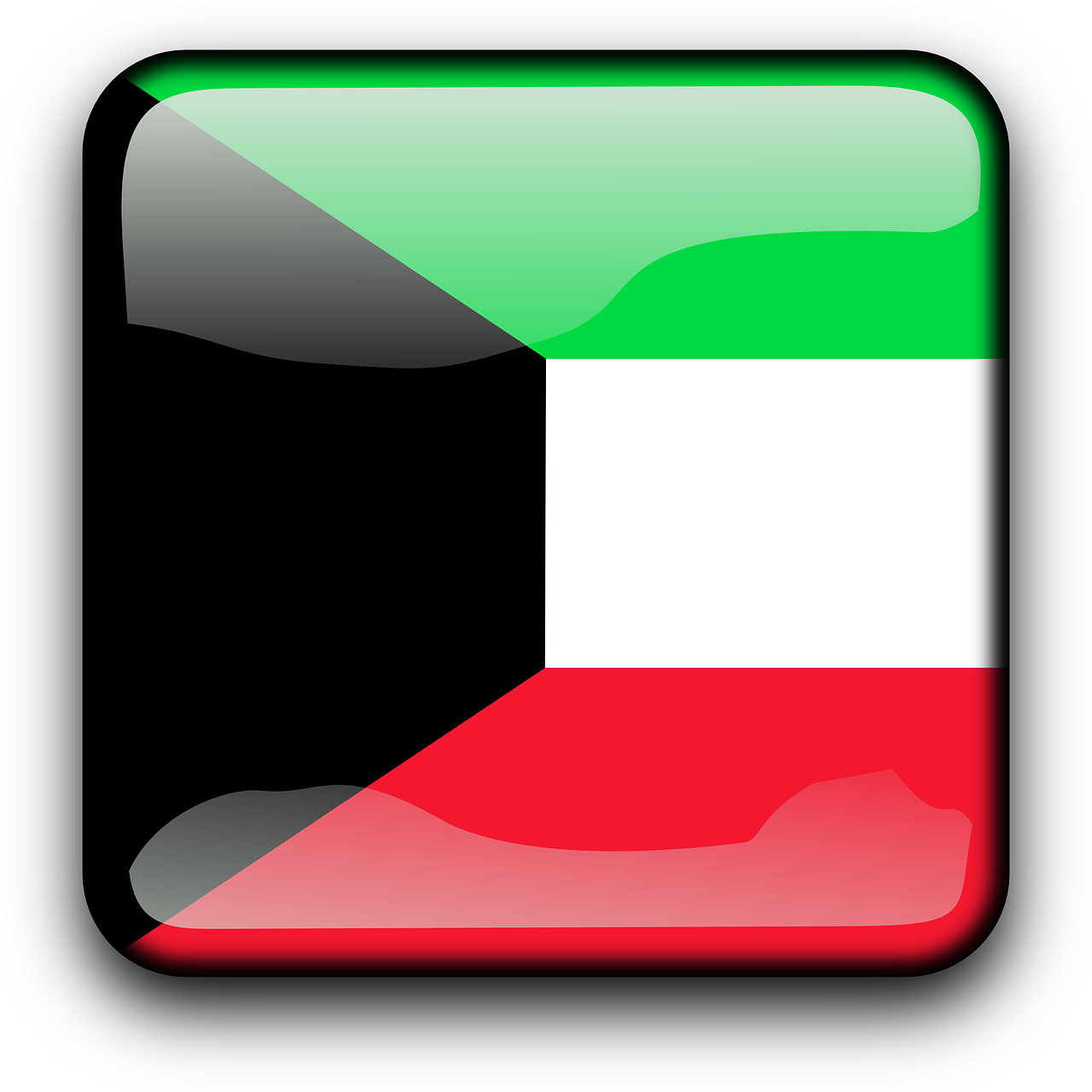 Kuwait, Vėliava, Šalis, Tautybė, Kvadratas, Mygtukas, Blizgus, Nemokama Vektorinė Grafika, Nemokamos Nuotraukos,  Nemokama Licenzija