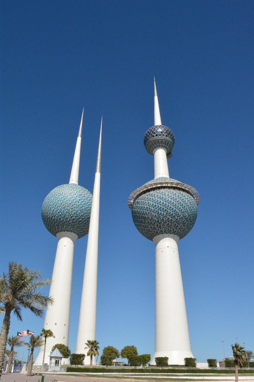Kuwait Bokštai, Orientyrai, Kuwait, Mėlynas, Bokštas, Miesto Panorama, Panorama, Pastatas, Miestas, Architektūra