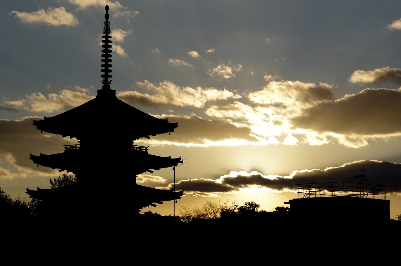 Kyoto, Penkių Pasakų Pagoda, Saulėlydis, Japonija, Budizmo Šventykla, Nemokamos Nuotraukos,  Nemokama Licenzija