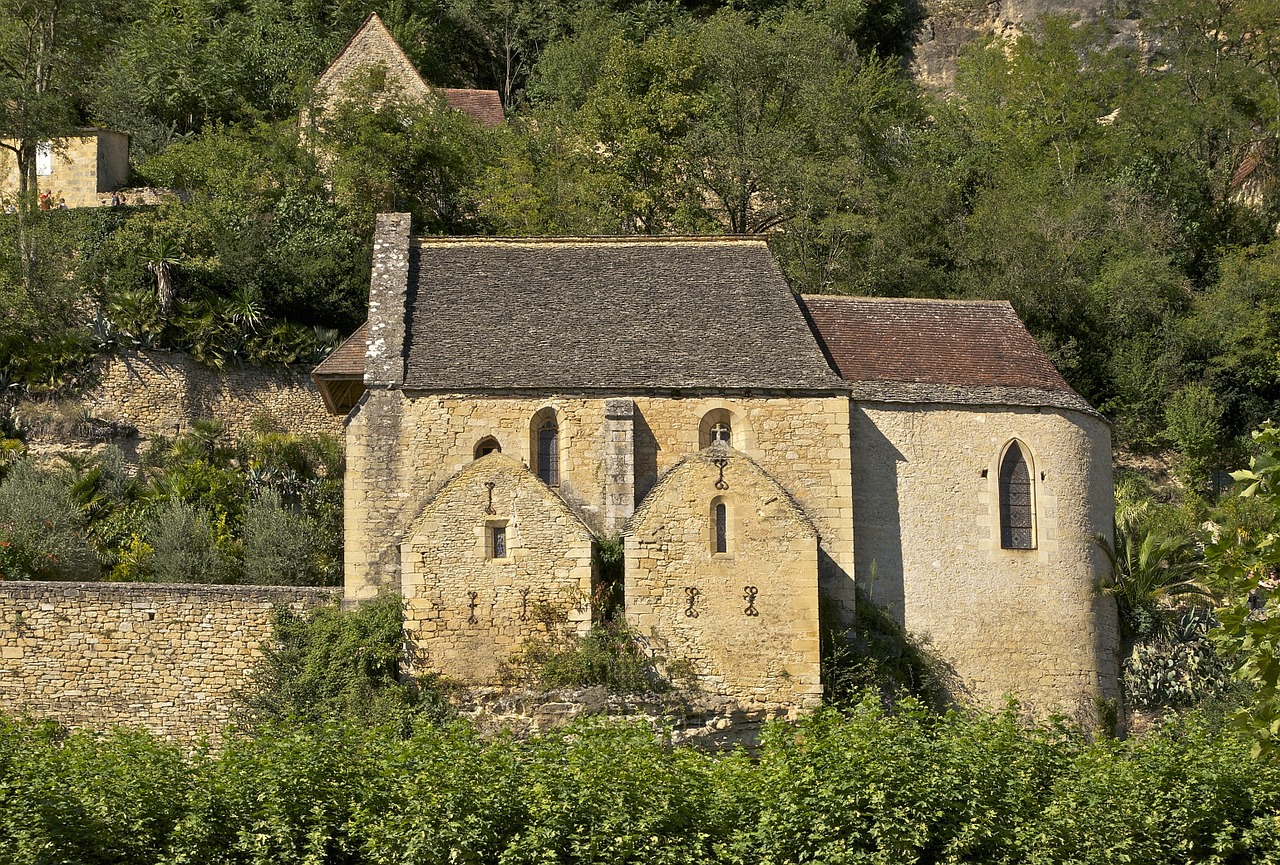 La Roque-Gageac, France, Kraštovaizdis, Medžiai, Pastatai, Akmuo, Architektūra, Gamta, Lauke, Kaimas