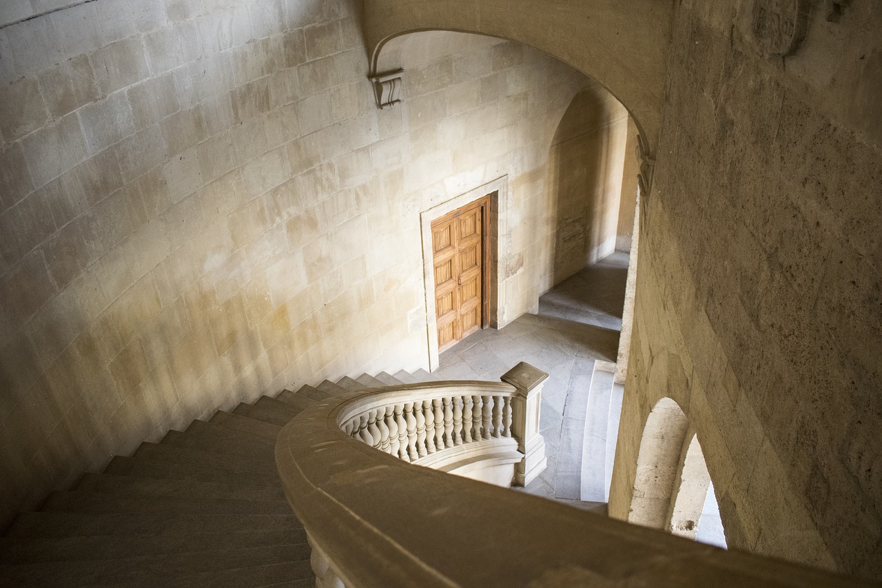 Kopėčios, Rūmai, Carlos V, Architektūra, Laiptai, Istorija, Granada, Alhambra, Andalūzija, Ispanija