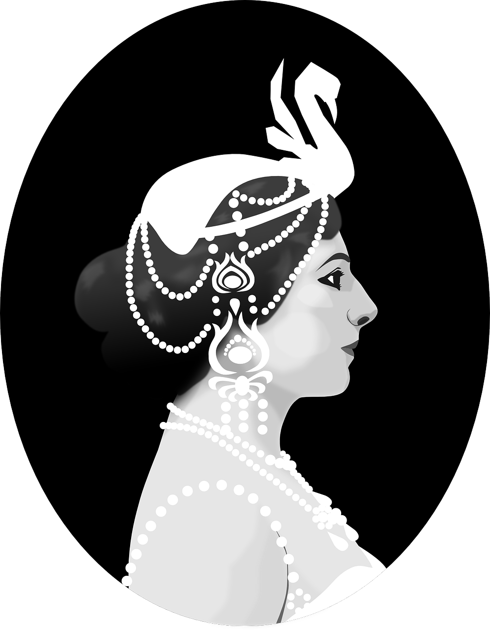 Lady, Victorian, Koronette, Moteris, Papuošalai, Elegantiškas, Profilis, Ovalus, Nemokama Vektorinė Grafika, Nemokamos Nuotraukos