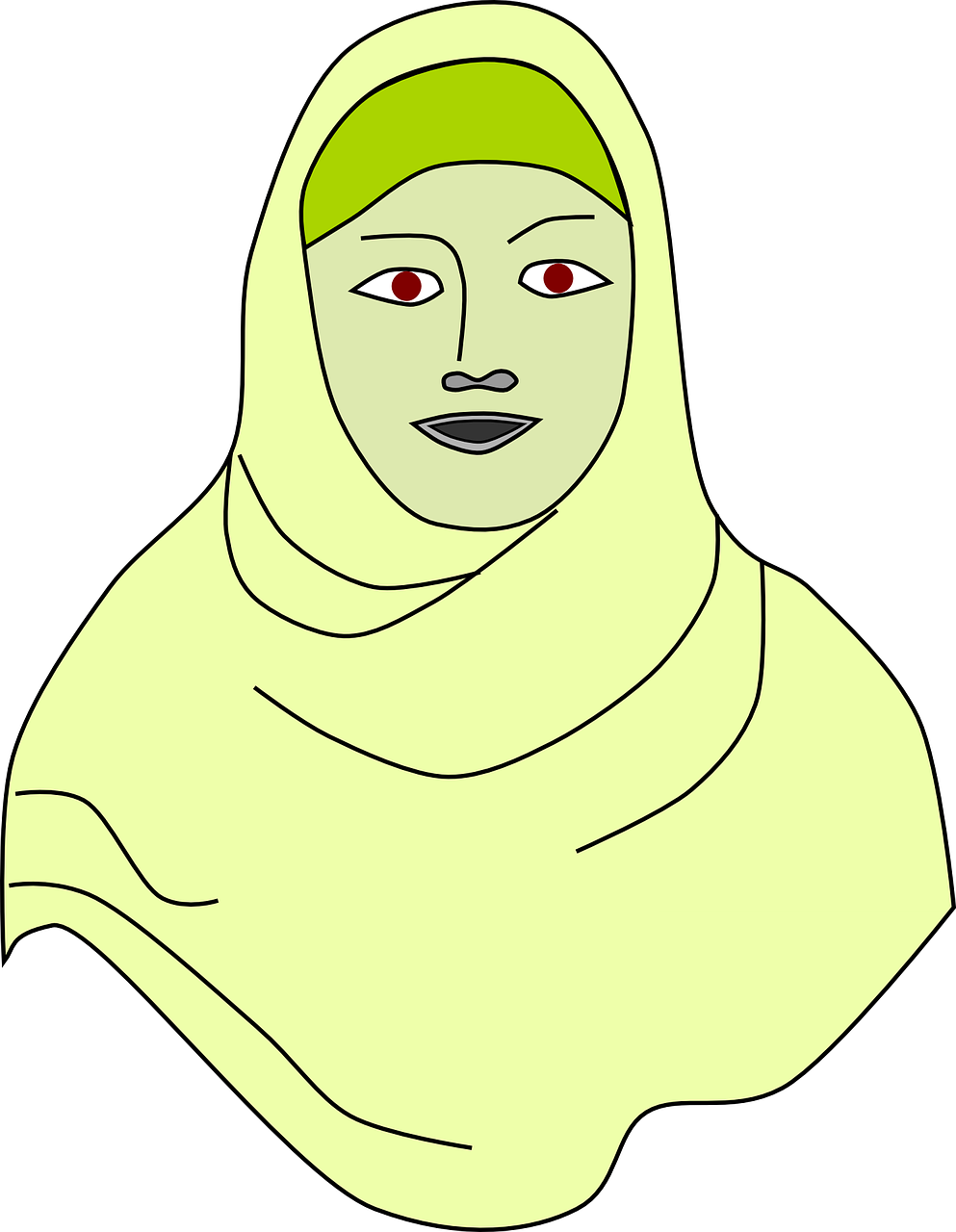 Lady, Moteris, Galvos Skara, Uždanga, Burka, Skara, Religija, Apranga, Drabužiai, Nemokama Vektorinė Grafika