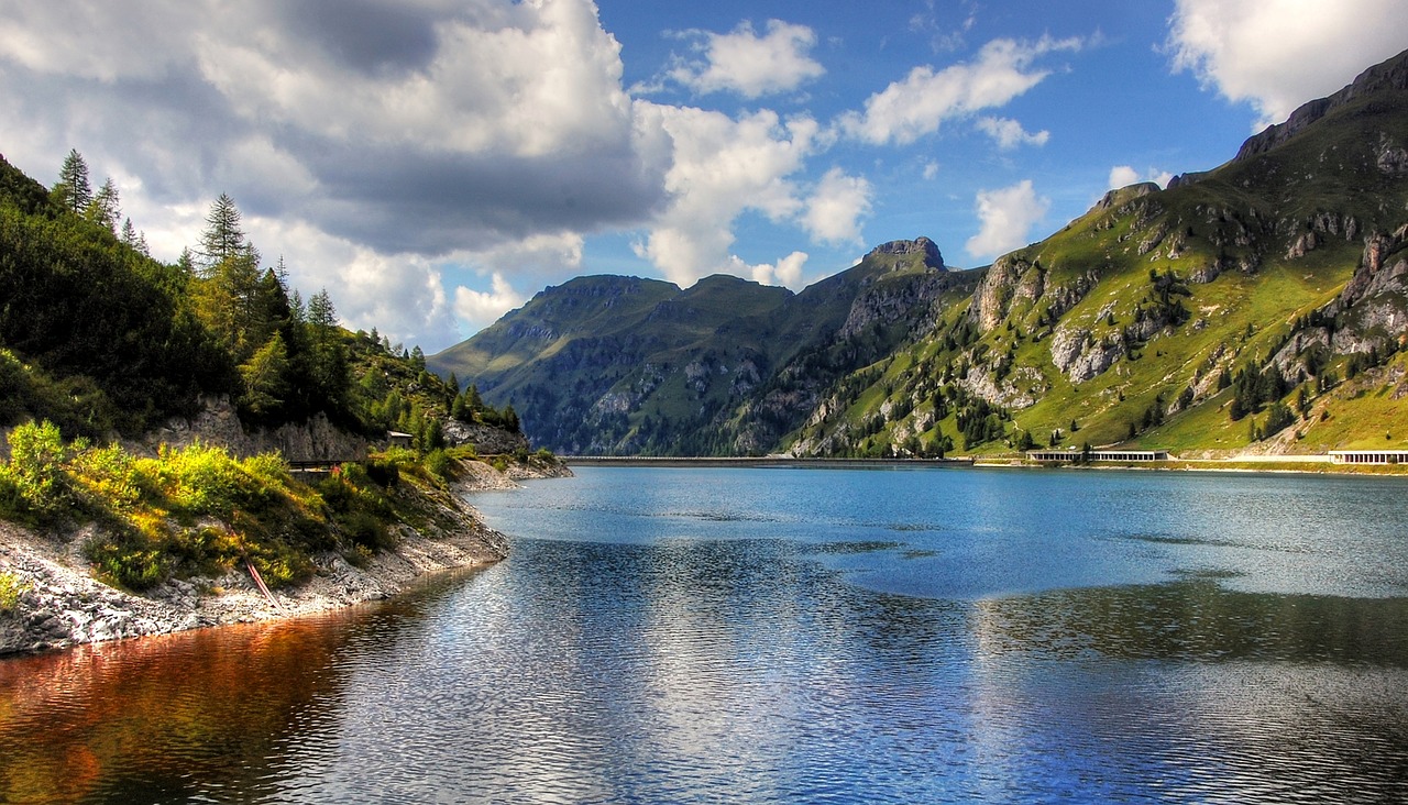 Lago Fedaia, Dolomitai, Kalnai, South Tyrol, Italy, Alpių, Alpių Panorama, Vaizdas, Debesys, Kraštovaizdis