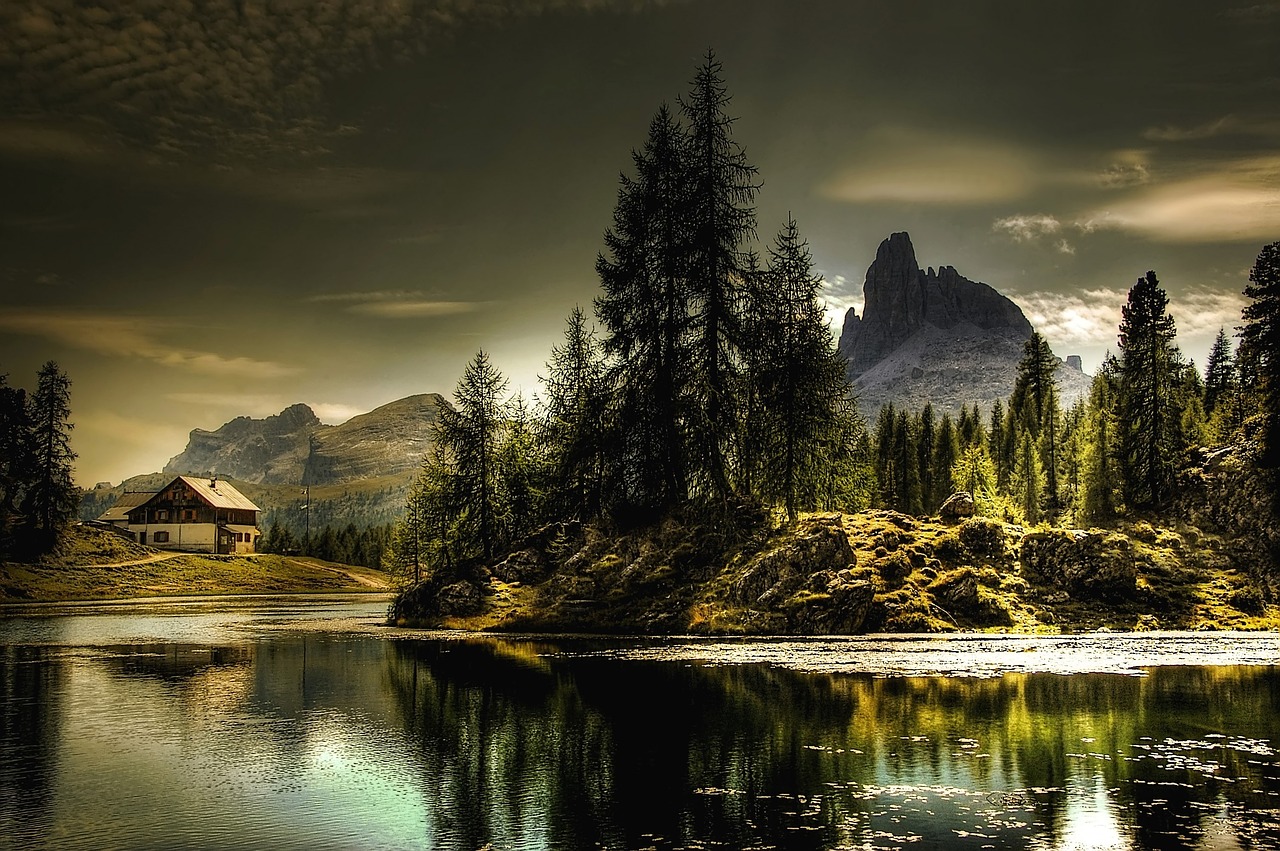 Lago Federa, Belluno, Italy, Dolomitai, Ežeras, Gamta, Kalnai, Alpių, Kraštovaizdis, Kalnų Pasaulis