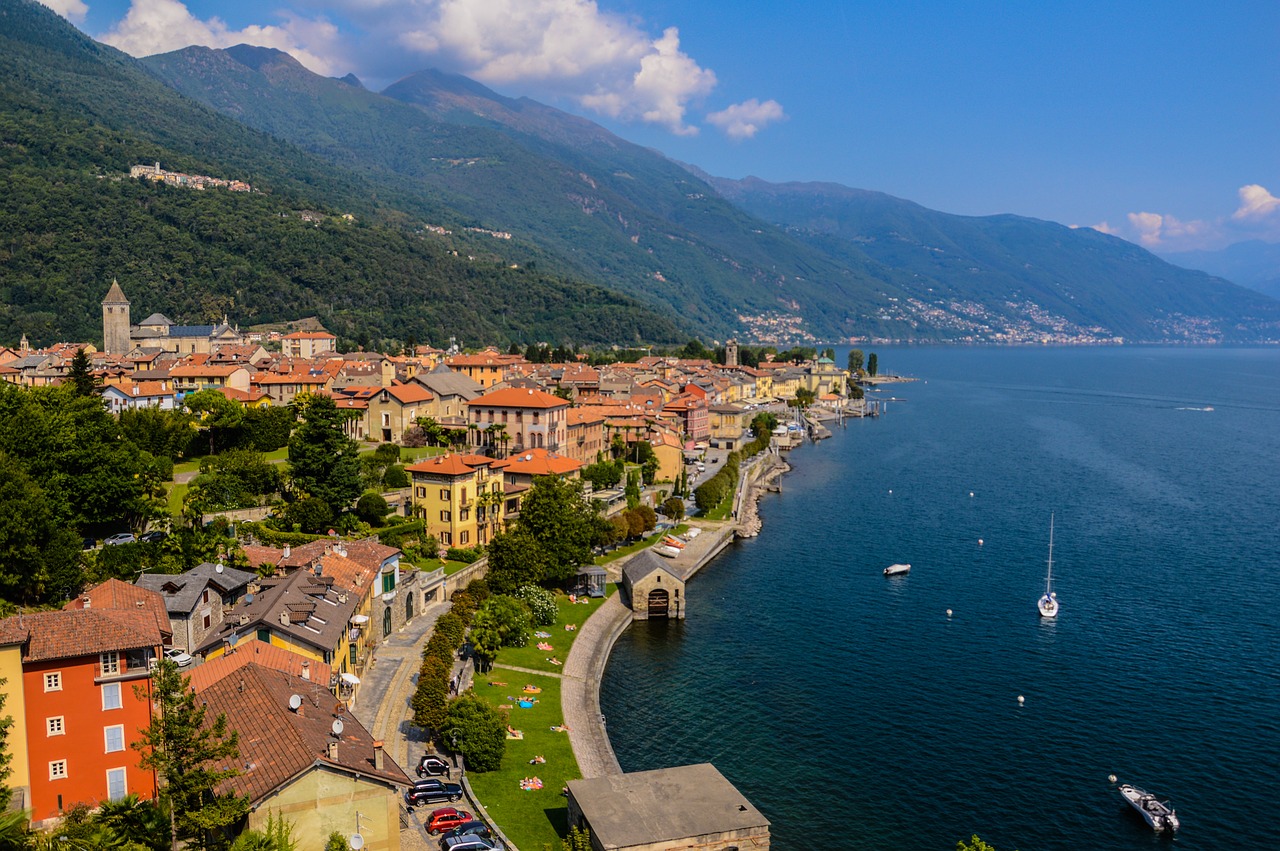 Lago Maggiore, Ežeras, Italy, Kraštovaizdis, Panorama, Cannobio, Vaizdas, Peizažai, Turizmas, Vasara