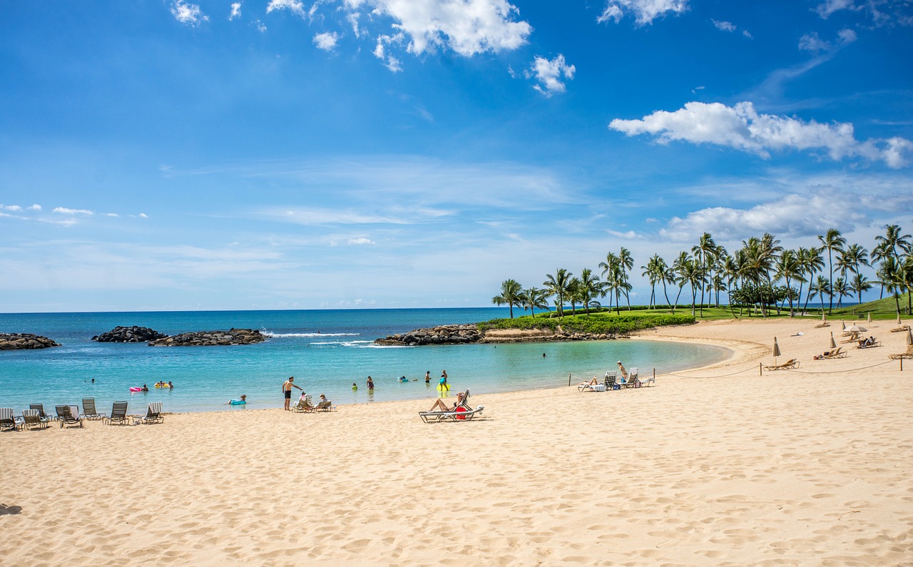 Lagūnas, Ko Olina, Hawaii, Oahu, Vandenynas, Debesys, Kranto, Kraštovaizdis, Jūra, Atogrąžų