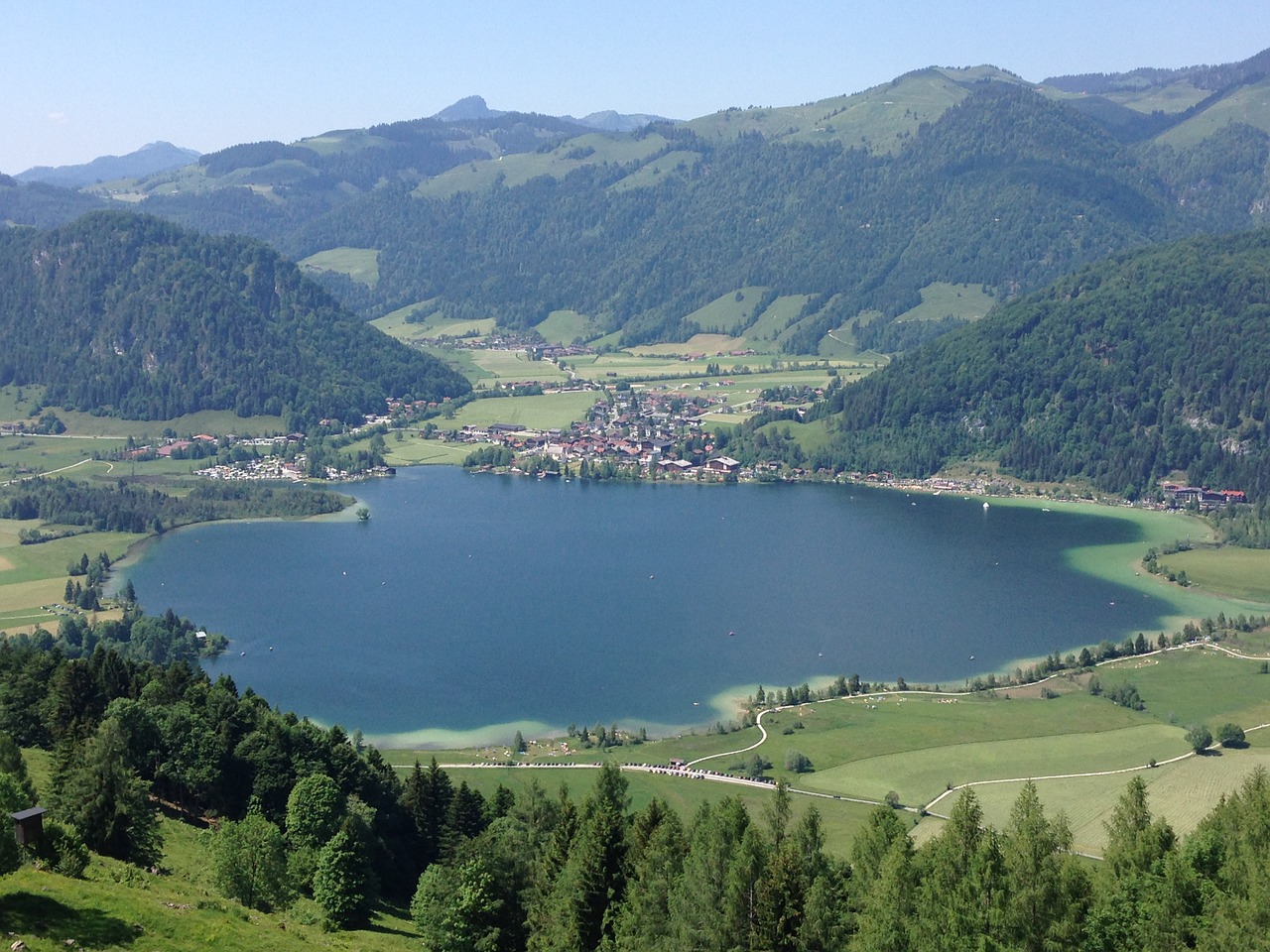 Ežeras, Austria, Gamta, Kalnai, Alpių, Kraštovaizdis, Vanduo, Panorama, Bergsee, Tolimas Vaizdas