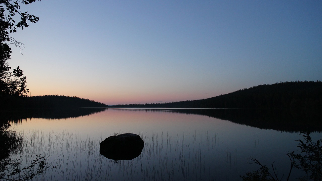 Ežeras, Po Saulėlydžio, Dusk, Atspindys, Saulėlydis, Vasara, Vanduo, Dangus, Gamta, Arktinis Apskritimas