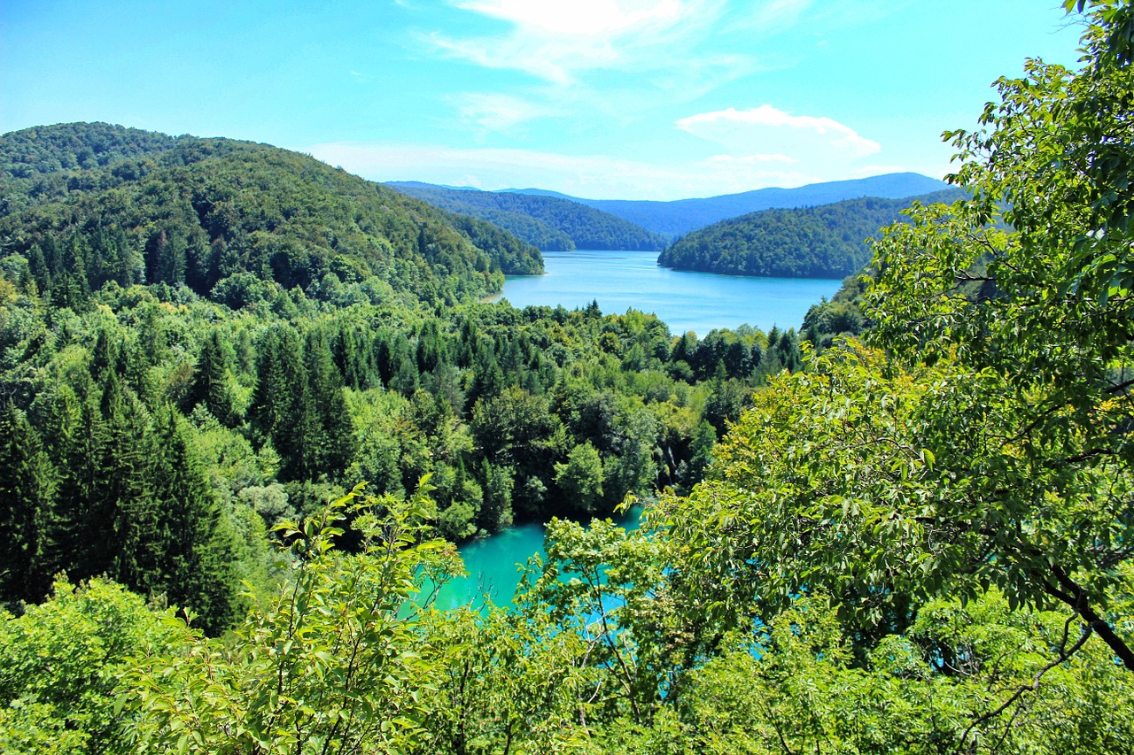 Ežeras, Rojus, Kroatija, Plitvice, Vanduo, Kraštovaizdis, Mėlynas, Gamta, Dangus, Vasara