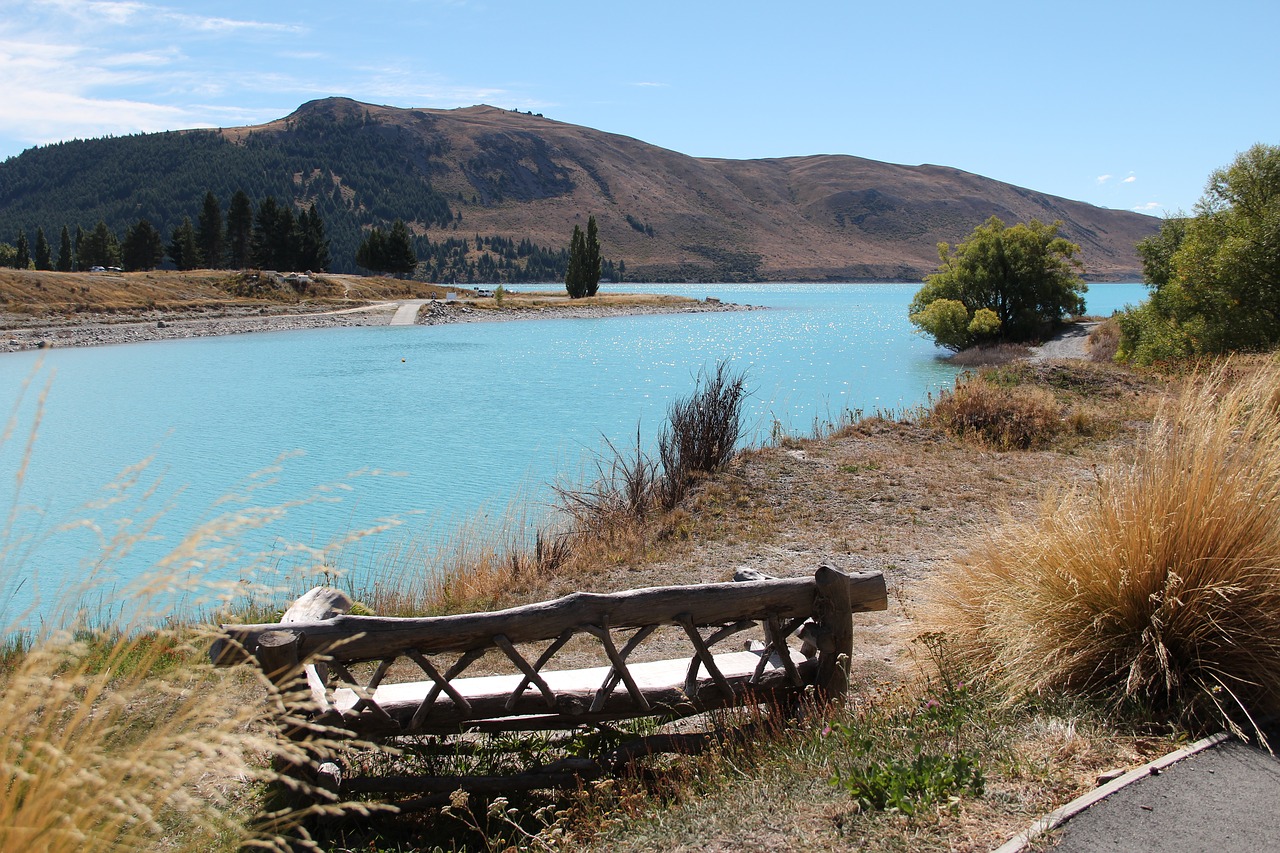 Ežeras, Panorama, Bankas, Ežeras Tekapo, Idilija, Poilsis, Vanduo, Naujoji Zelandija, Pietų Sala, Gamta