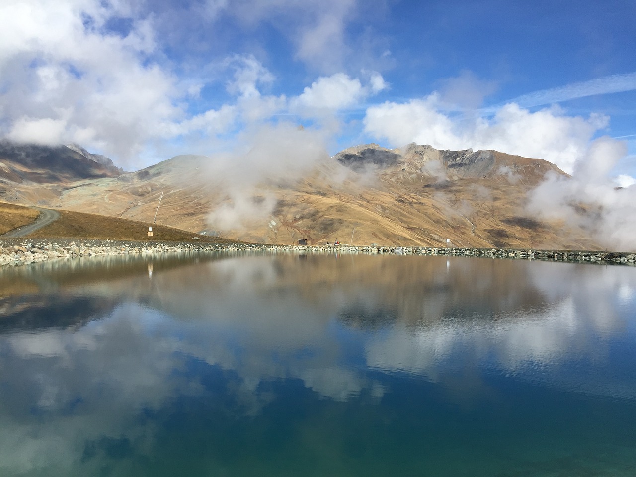 Ežeras, Bergsee, Gamta, Alpių, Veidrodis, Debesys, Dangus, Lamdschaft, Vanduo, Engadin