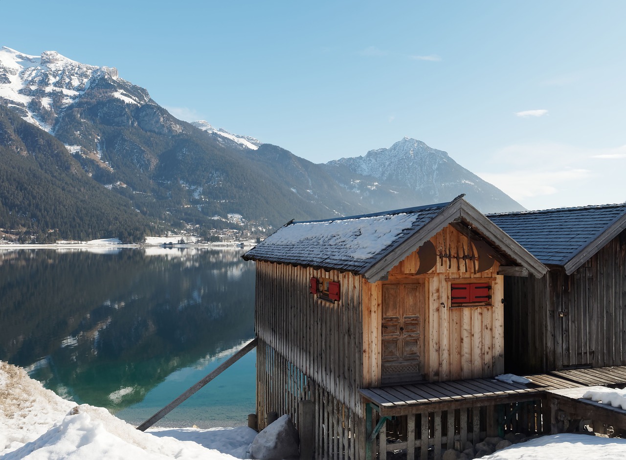 Ežeras, Austria, Kalnai, Tyrol, Achen, Achensee, Kraštovaizdis, Gamta, Sniegas, Aukščiausiojo Lygio Susitikimas