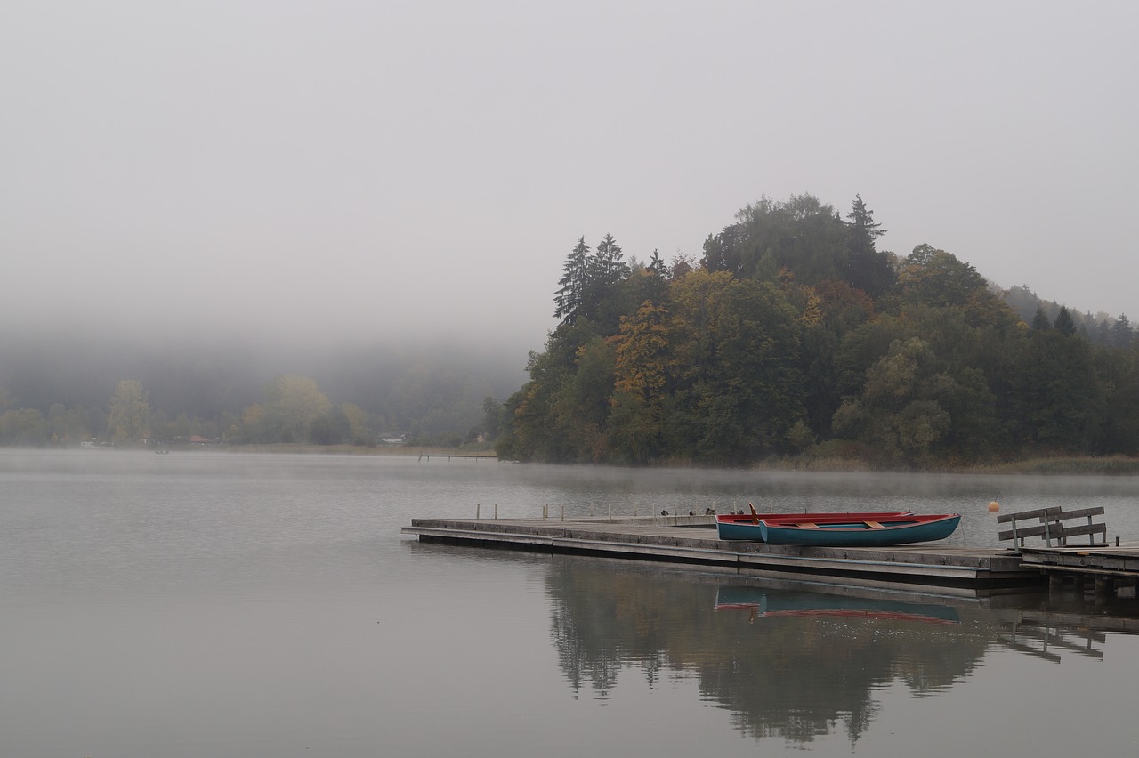 Ežeras, Rūkas, Rudens Pradžia, Vanduo, Gamta, Kraštovaizdis, Nuotaika, Boot, Bespalvis, Schliersee