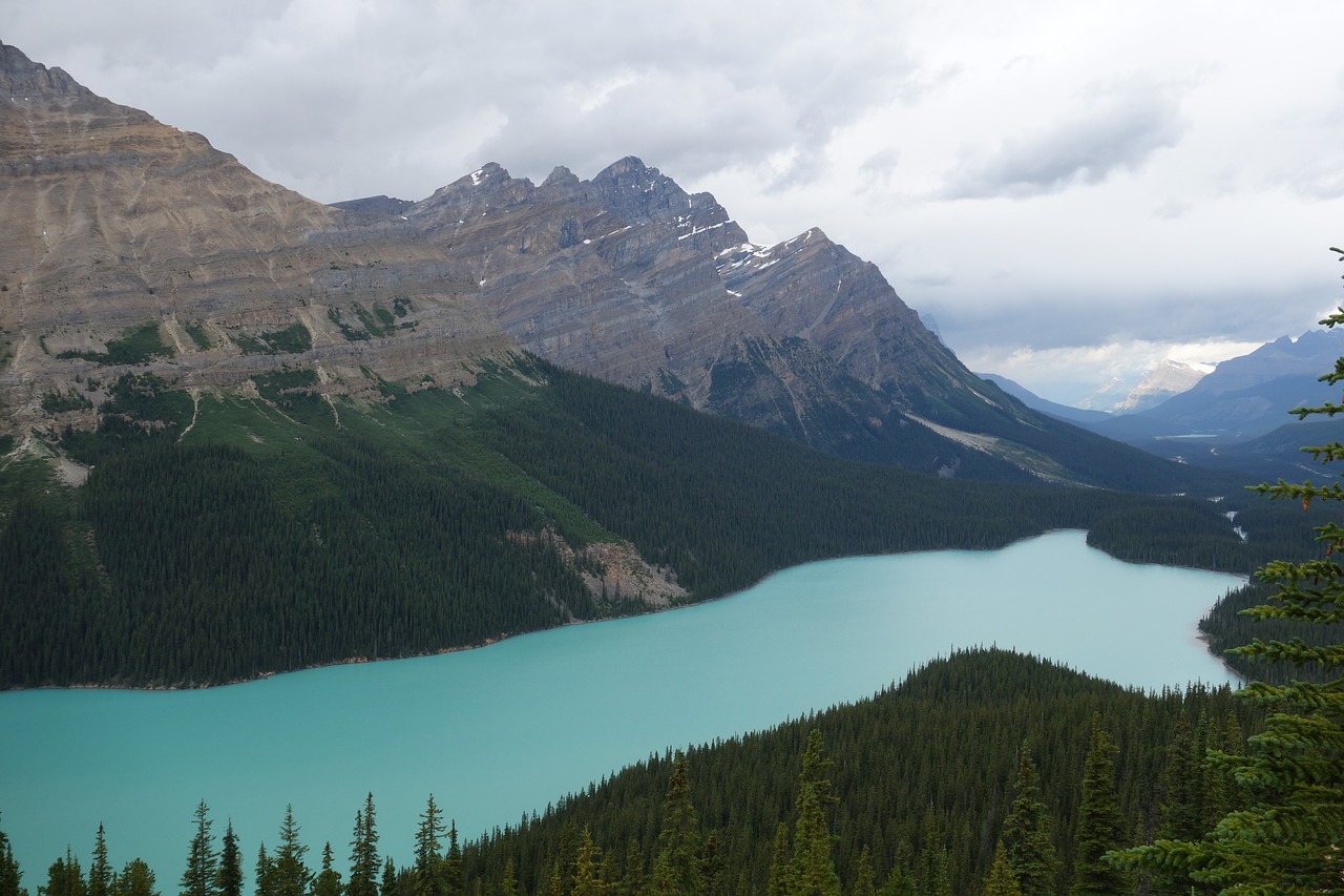Ežeras, Kraštovaizdis, Kanada, Perspektyva, Debesys, Gamta, Nacionalinis Parkas, Tolimas Vaizdas, Panorama, Su Debesimis