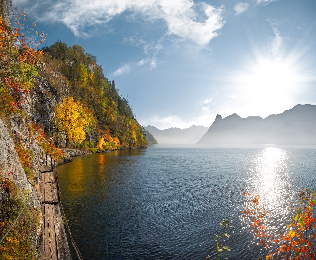 Ežeras, Traunsee, Austria, Ruduo, Kraštovaizdis, Gamta, Gmunden, Kalnai, Alpių, Salzkammergut