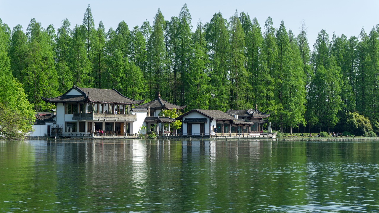 Ežeras,  Vandenys,  Mediena,  Pobūdį,  Medis,  Ching Ming Festivalis,  Paviljonai,  Mažas Paviljono,  West Lake,  Pavasaris