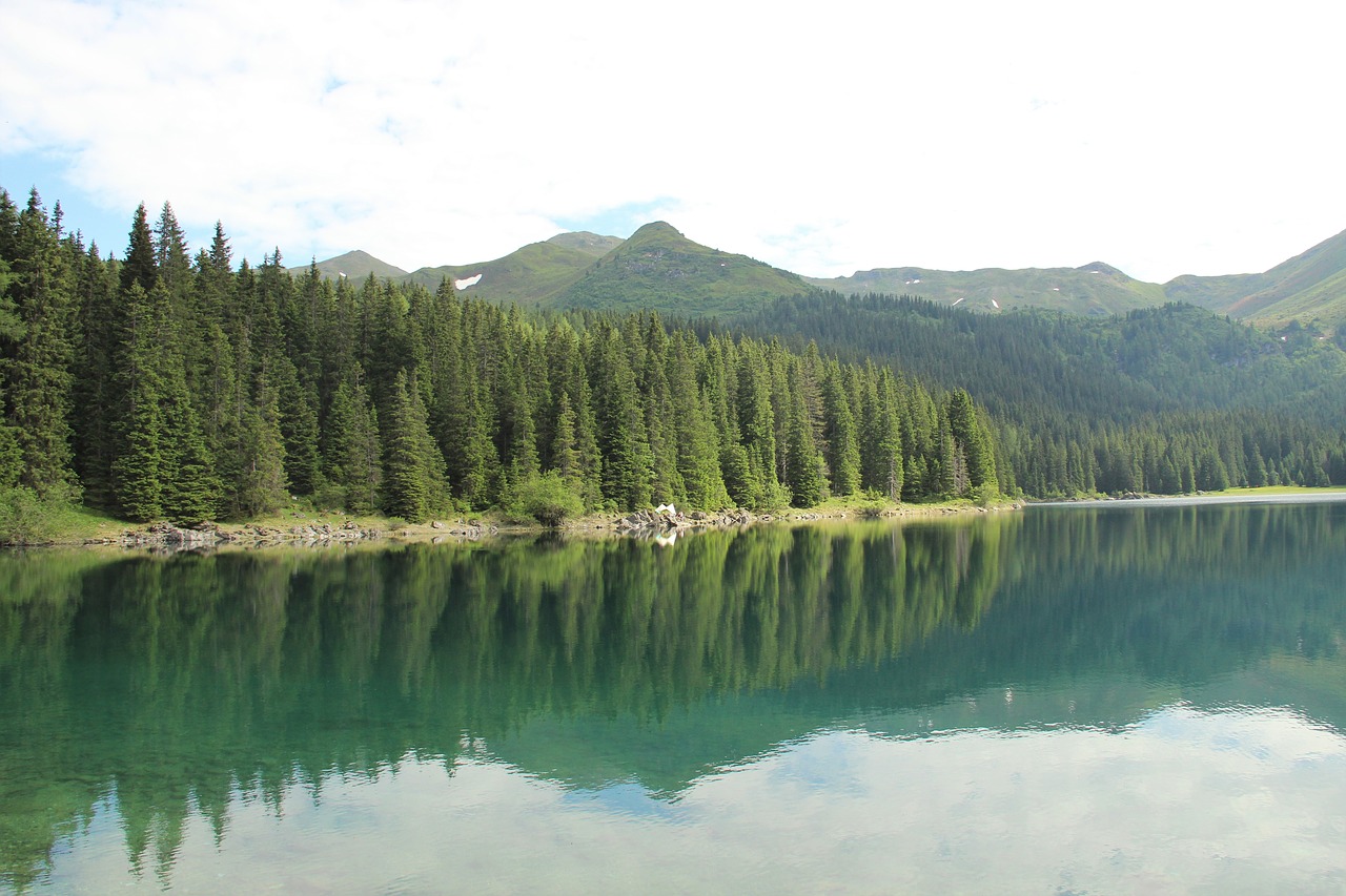 Ežeras,  Kalnai,  Vandens,  Pobūdį,  Medžiai,  Šalis,  Pleso,  Atspindys,  Kempingas,  Panorama