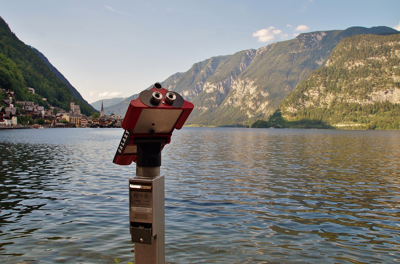 Ežeras,  Hallstatt,  Austrijos,  Alpės,  Alpine,  Teleskopas,  Žiūrėti,  Turizmas,  Turistų,  Lankytojams