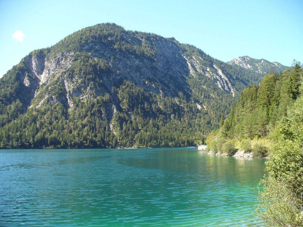 Ežeras, Plansee, Vanduo, Mėlynas, Turkis, Herlichas, Alpių, Kalnas, Kraštovaizdis, Gamta