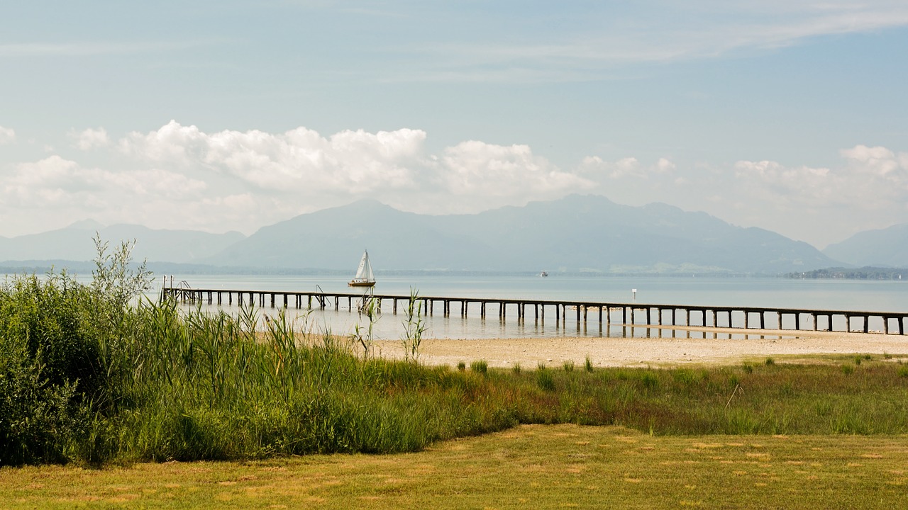 Ežeras,  Chiemsee,  Kraštovaizdis,  Kalnai,  Vanduo,  Dangus,  Laivas,  Toli,  Gamta,  Boot