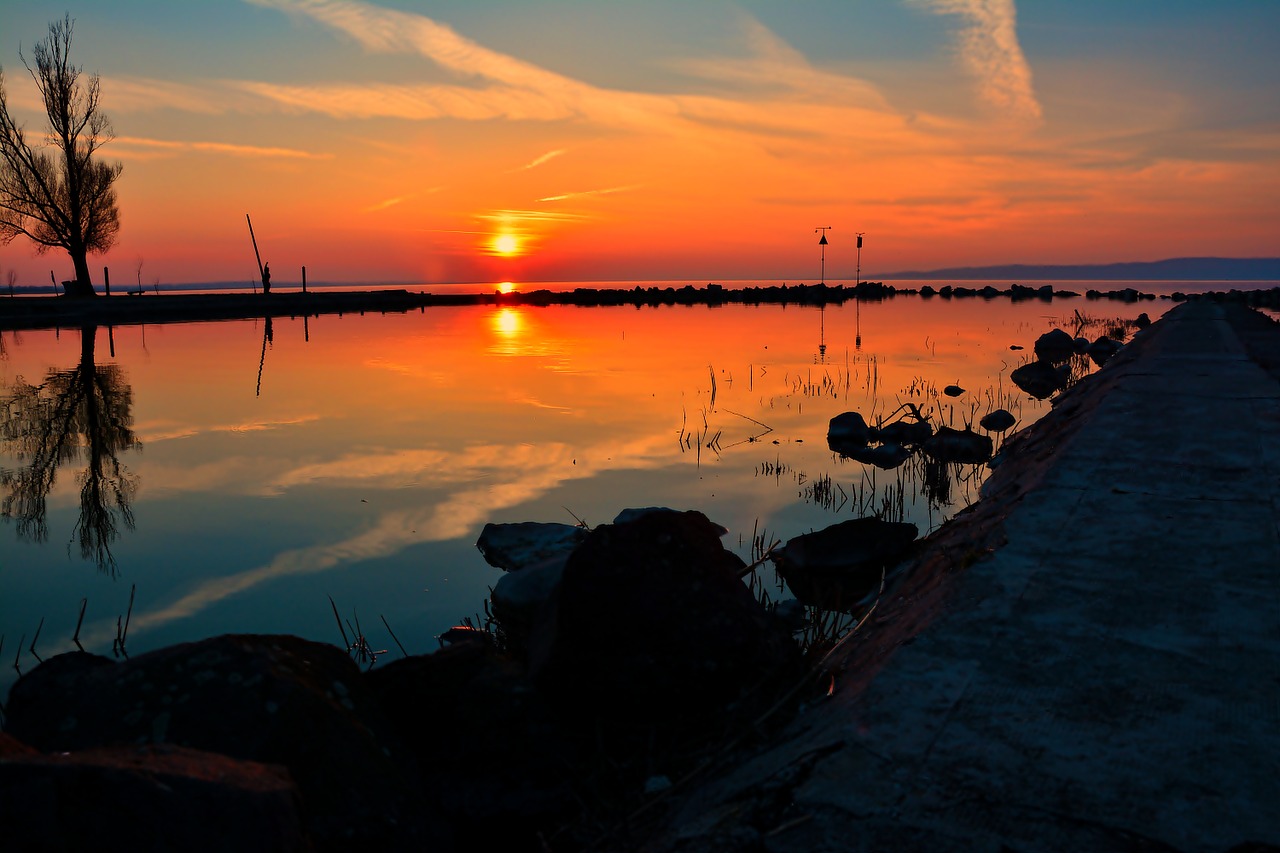 Balaton Ežeras, Saulėlydis, Vanduo, Naktį, Gamta, Nemokamos Nuotraukos,  Nemokama Licenzija