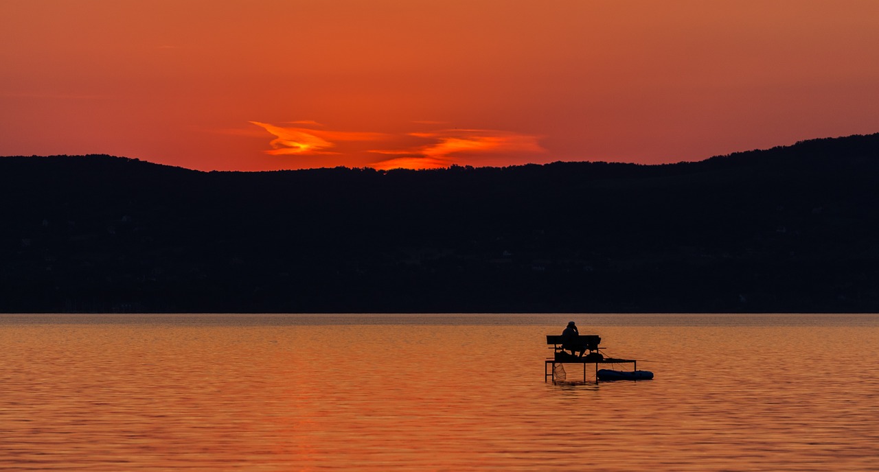 Balaton Ežeras,  Ežeras,  Vanduo,  Saulėlydis,  Kraštovaizdis,  Spalvos,  Naktį,  Vasara,  Dusk,  Vengrija