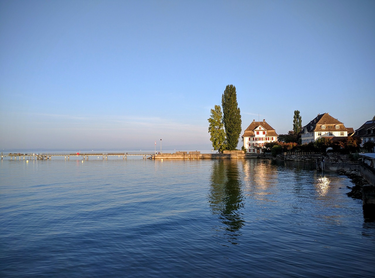 Ežero Konstanta, Šveicarija, Abendstimmung, Bankas, Vanduo, Ežeras, Romantika, Poilsis, Nuotaika, Vakaras