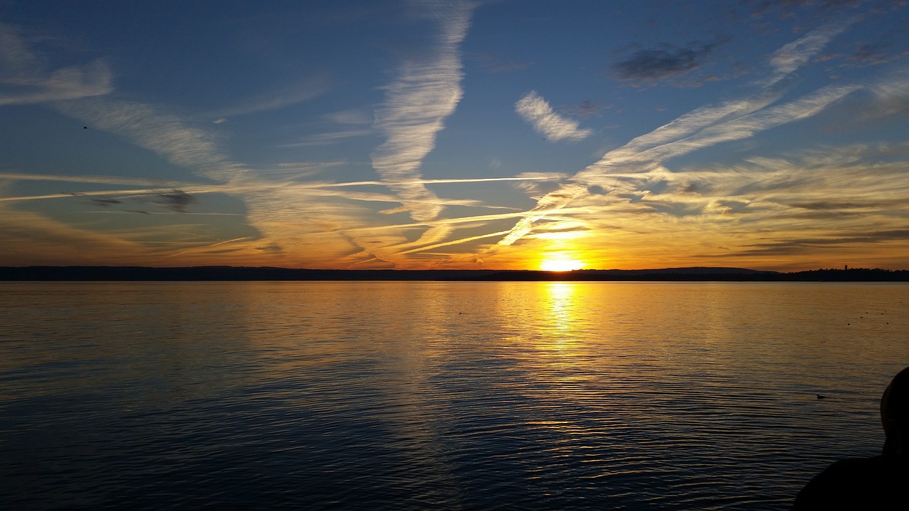 Ežero Konstanta, Saulėlydis, Vanduo, Ežeras, Dangus, Abendstimmung, Uostas, Veidrodis, Atspindys, Dusk