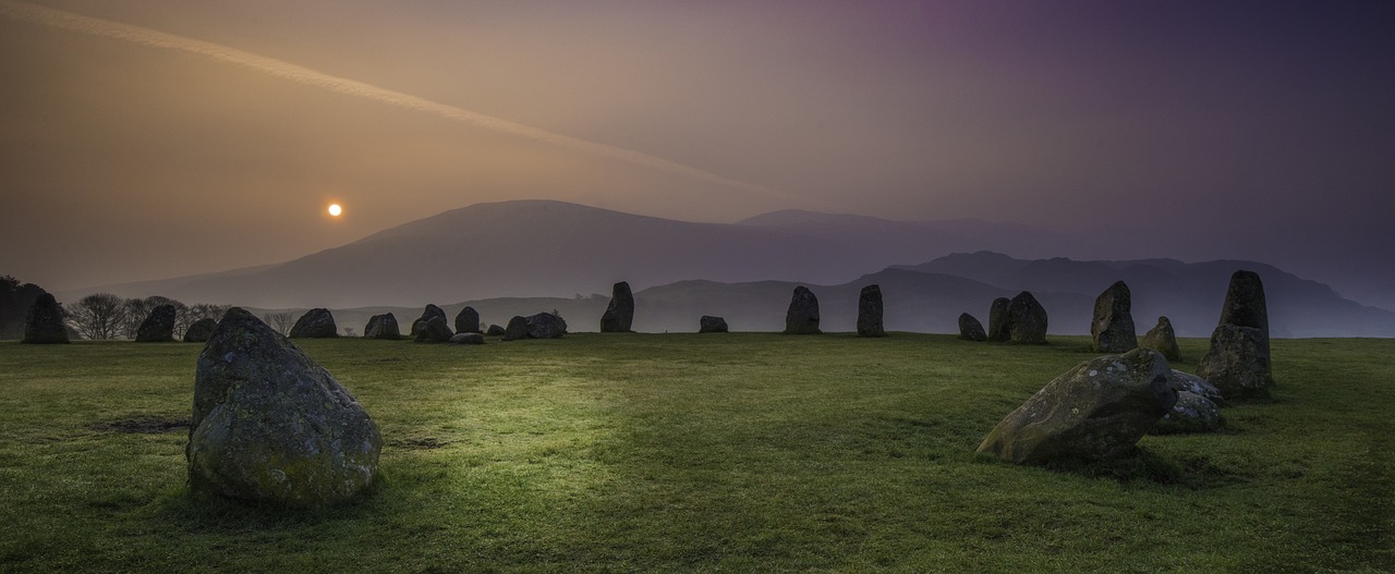 Ežero Rajonas, Castlerigg, Anglija, Peizažai, Kambrija, Keswick, Lauke, Saulėtekis, Kaimas, Dangus