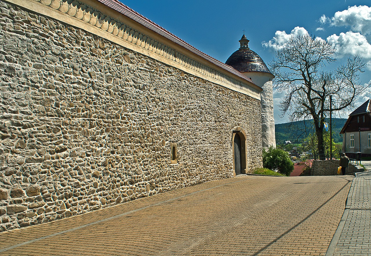 Ežero Dusia, Mūra, Vartai, Įėjimas, Bokštas, Gatvė, Vienuolyno Siena, Vienuolynas St Clare, Stary Sącz, Kupolas